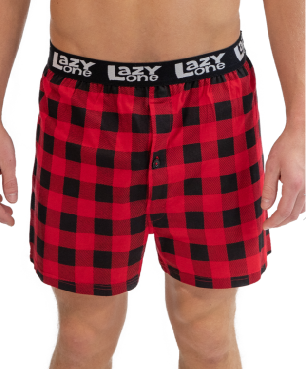Bear Bum Men's Funny Boxers – Buffalo Plaid Boxers for Comfort and Fun
