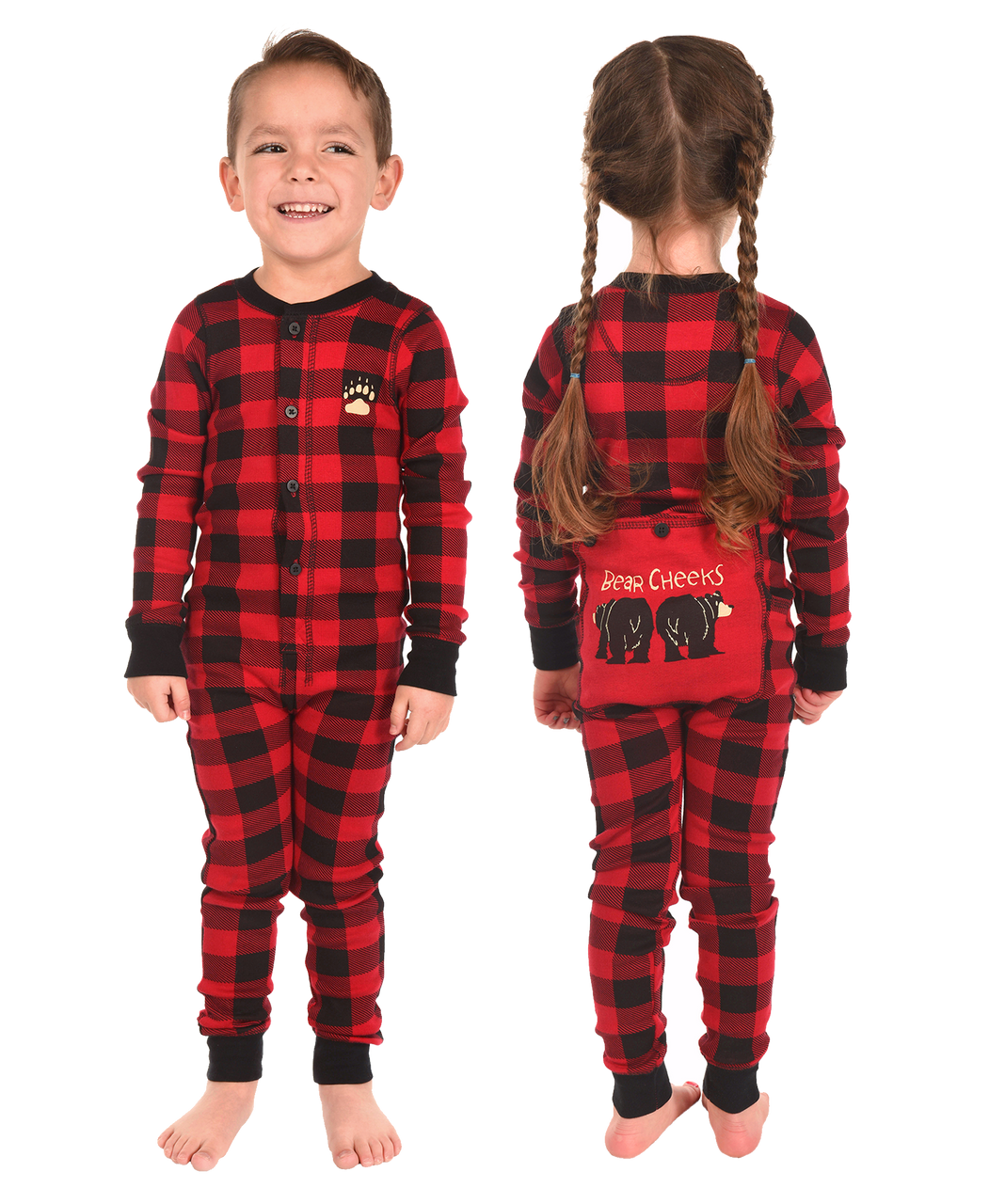 Bear Cheeks Kid Plaid Onesie Flapjack