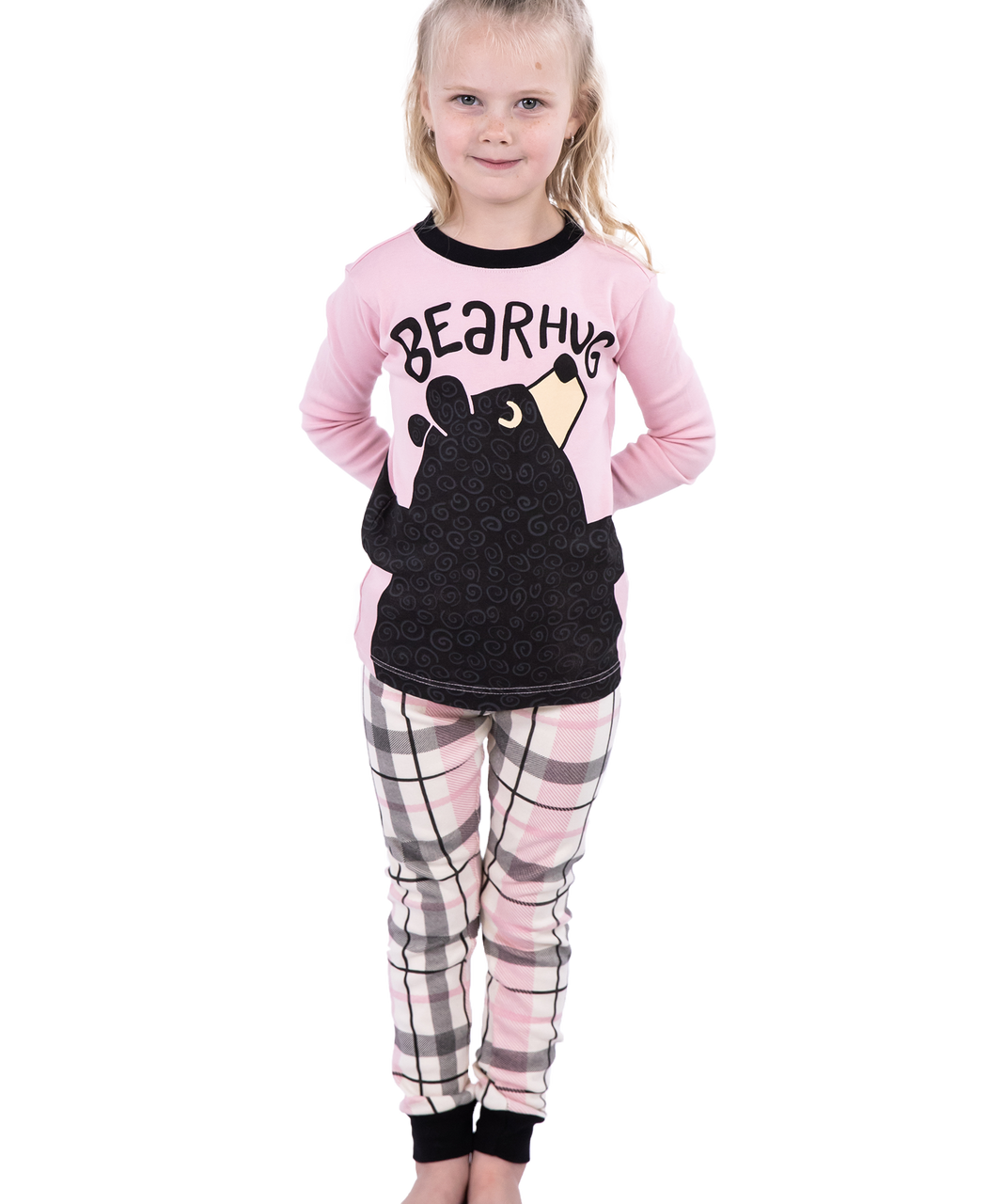 Bear Hug Kid's Long Sleeve Pink PJ's