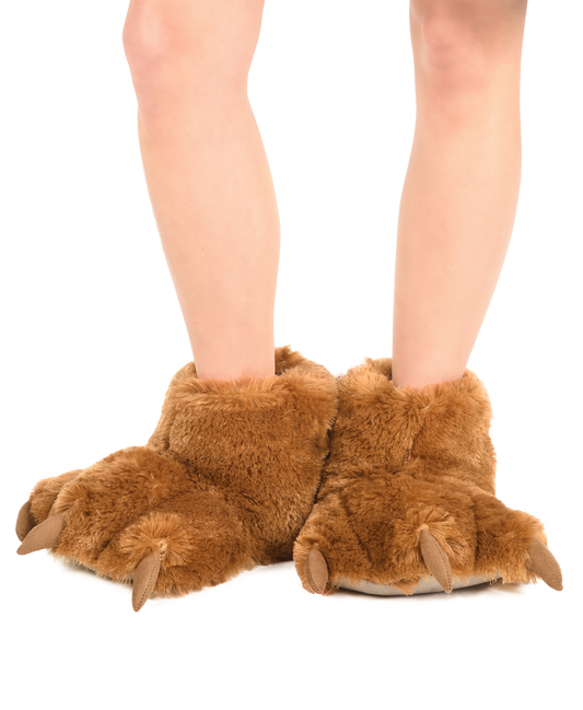 Brown Bear Kid and Adult Paw Slipper