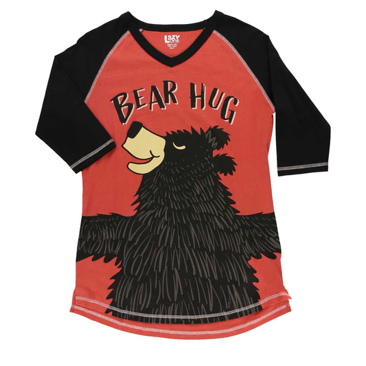 Bear Hug Pink-Red Tall PJ Tee – Cozy and Playful Pajama Top