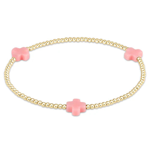 Signature Cross Pink Pattern 2mm Bead Bracelet