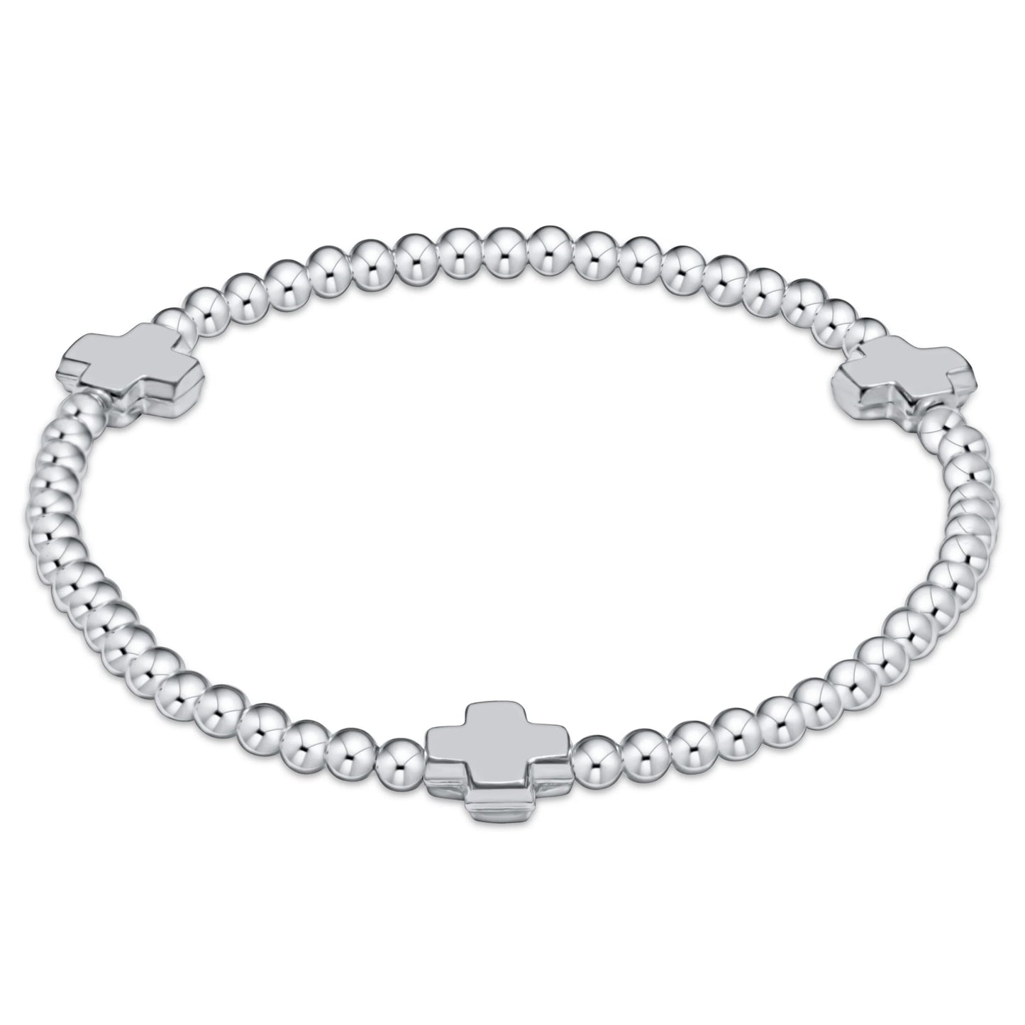 Signature Cross Sterling Pattern 3mm Bead Bracelet - Sterling