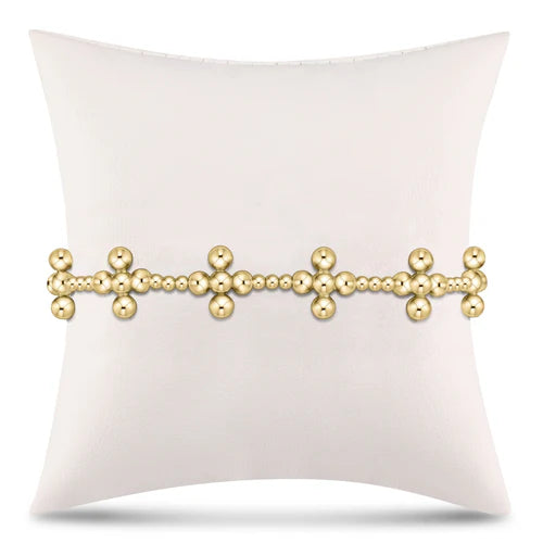 Signature Cross Sincerity Pattern 2.5mm Bead Bracelet - Classic Beaded Signature Cross Gold - 4mm Bead Gold