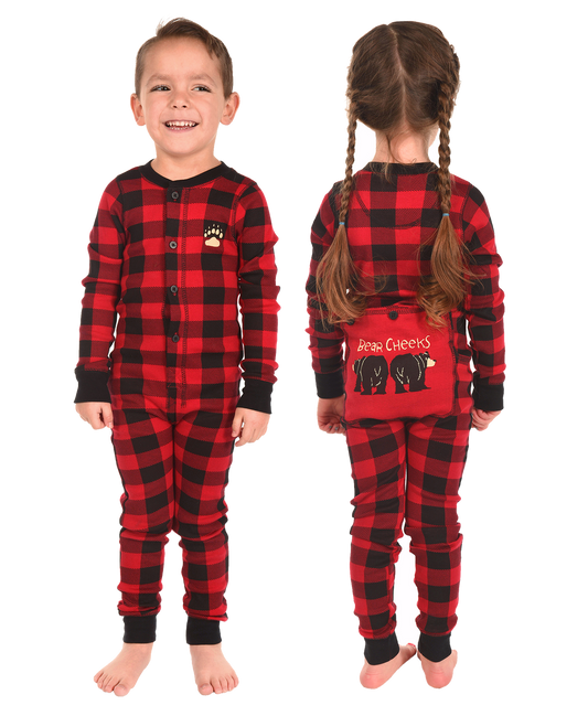 Bear Cheeks Kid Plaid Onesie Flapjack