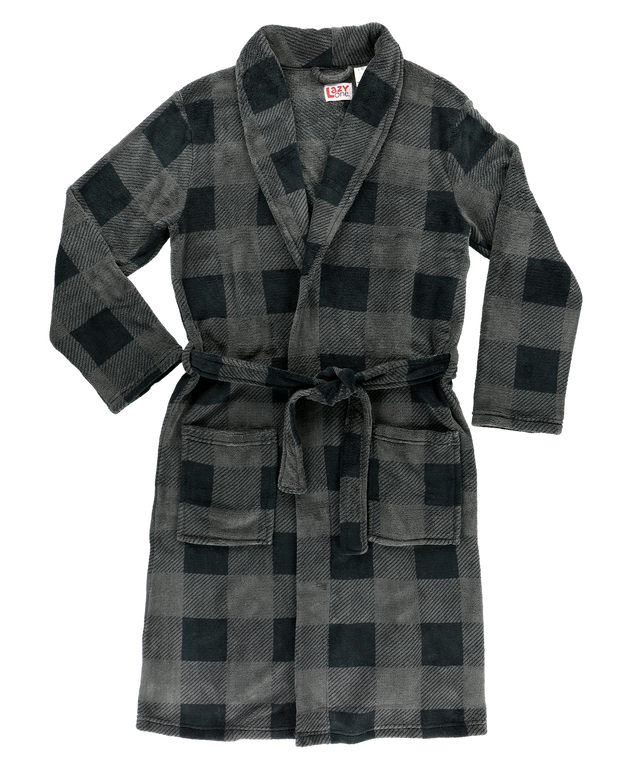 Grey Plaid Men's Bathrobe