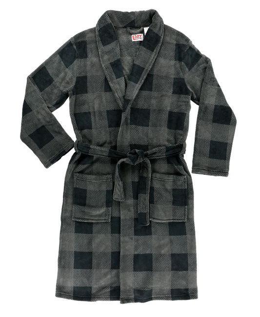 Grey Plaid Men's Bathrobe