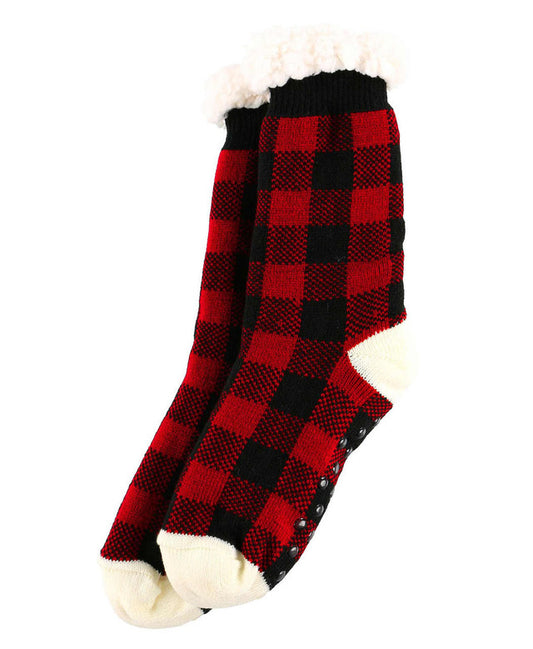 Red Plaid Plush Sock