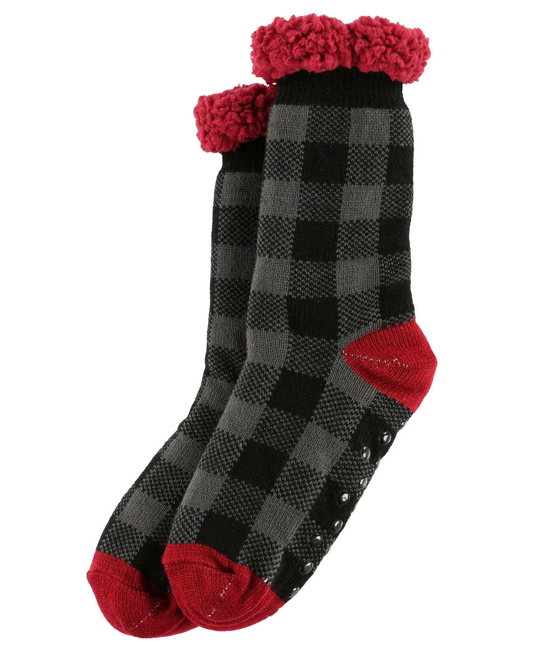 Grey Plaid Plush Sock