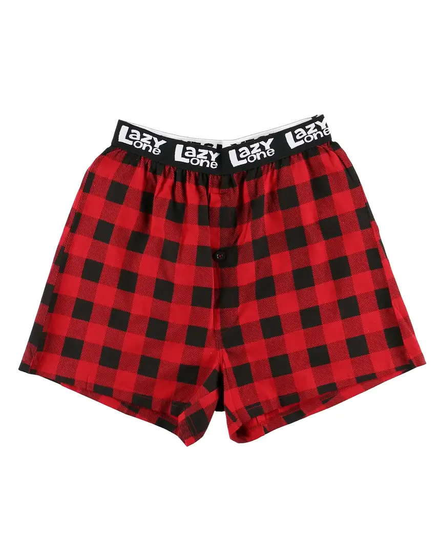 Bear Bum Men's Funny Boxers – Buffalo Plaid Boxers for Comfort and Fun