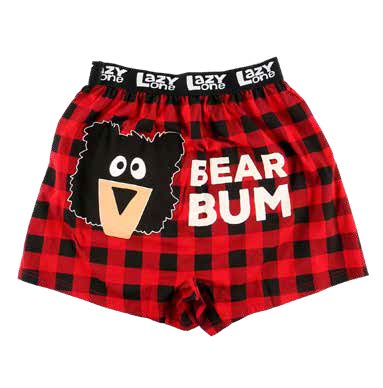 Bear Bum Men's Funny Boxers – Buffalo Plaid Boxers for Comfort and Fun