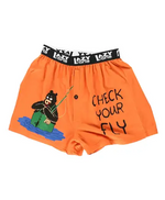 Load image into Gallery viewer, Check Your Fly Men&#39;s Fishing Funny Boxer
